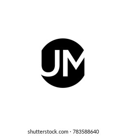 Unique modern creative minimal circular shaped fashion brands black and white color UM MU U M initial based letter icon logo.