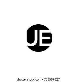 Unique modern creative minimal circular shaped fashion brands black and white color UE EU U E initial based letter icon logo.