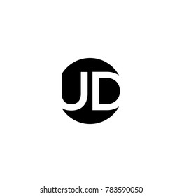 Unique modern creative minimal circular shaped fashion brands black and white color UD DU U D initial based letter icon logo.