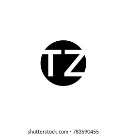 Unique modern creative minimal circular shaped fashion brands black and white color TZ ZT T Z initial based letter icon logo.
