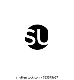 Unique modern creative minimal circular shaped fashion brands black and white color SU US S U initial based letter icon logo.