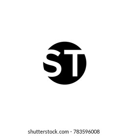 Unique modern creative minimal circular shaped fashion brands black and white color ST TS S T initial based letter icon logo.