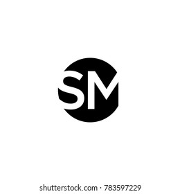 Unique modern creative minimal circular shaped fashion brands black and white color SM MS S M initial based letter icon logo.