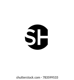 Unique modern creative minimal circular shaped fashion brands black and white color SH HS S H initial based letter icon logo.