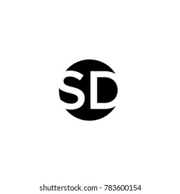 Unique modern creative minimal circular shaped fashion brands black and white color SD DS S D initial based letter icon logo.