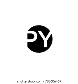 Unique modern creative minimal circular shaped fashion brands black and white color, P and Y initial based letter icon logo.
