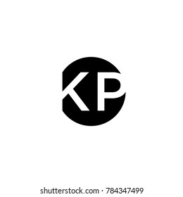 Unique modern creative minimal circular shaped fashion brands black and white color KP PK K P initial based letter icon logo.