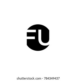 Unique modern creative minimal circular shaped fashion brands black and white color FU UF F U initial based letter icon logo.