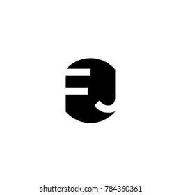 Unique modern creative minimal circular shaped fashion brands black and white color FJ JF F J initial based letter icon logo.