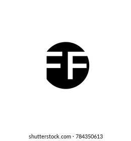 Unique modern creative minimal circular shaped fashion brands black and white color FF F initial based letter icon logo.