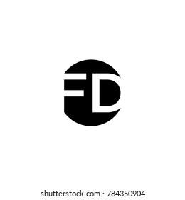 Unique modern creative minimal circular shaped fashion brands black and white color FD DF F D initial based letter icon logo.