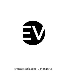 Unique modern creative minimal circular shaped fashion brands black and white color EV VE E V initial based letter icon logo.