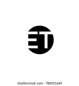 Unique modern creative minimal circular shaped fashion brands black and white color ET TE E T initial based letter icon logo.