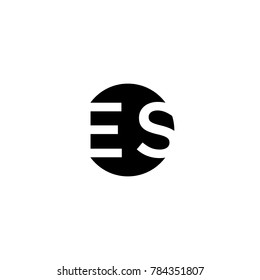 Unique modern creative minimal circular shaped fashion brands black and white color ES SE E S initial based letter icon logo.