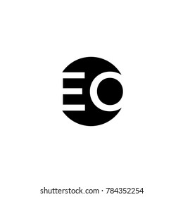 Unique modern creative minimal circular shaped fashion brands black and white color EO OE E O initial based letter icon logo.