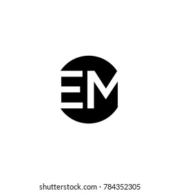 Unique modern creative minimal circular shaped fashion brands black and white color EM ME E M initial based letter icon logo.