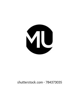 Unique modern creative minimal circular shaped fashion brands black and white color MU UM M U initial based letter icon logo.