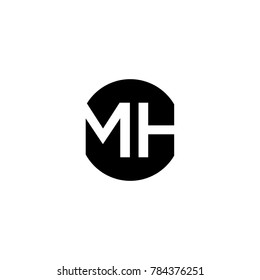 Unique modern creative minimal circular shaped fashion brands black and white color MH HM M H initial based letter icon logo.