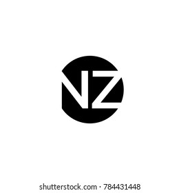 Unique modern creative minimal circular shaped fashion brands black and white color NZ ZN N Z initial based letter icon logo.