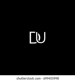 Unique modern creative minimal fashion brands black and white color DU UD D U initial based letter icon logo.