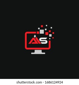 Unique modern creative Red and white color AIS initial based letter icon logo.