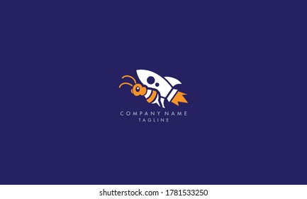 Unique, modern and creative rocket bee concept logo icon for corporate business
