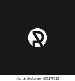 Unique modern creative stylish attractive rounded geometric artistic black and white color R initial based letter icon logo.