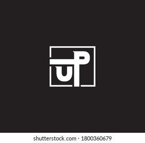 Einzigartige moderne, kreative und trendige Unternehmensmarken, schwarz-weiß UP Anfangsbuchstaben Symbol Logo.
