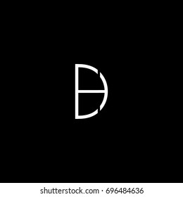 Unique modern creative unusual connected fashion brands black and white color DH HD D H  initial based letter icon logo.