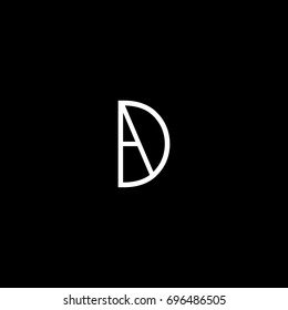 Unique modern creative unusual connected fashion brands black and white color DA AD D A  initial based letter icon logo.