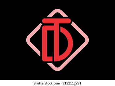Unique and modern DT or TD initial letter design