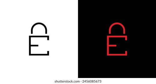 Unique and modern  E lock logo design