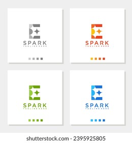 Unique and modern E spark logo design editable