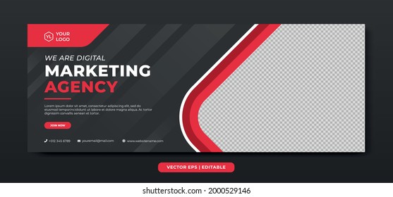 Unique Modern Editable business Agency Social Media banner template cover. Anyone can use this Easy Design Promotion web banner for social media. 