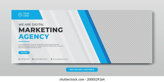 Unique Modern Editable business Agency Social Media banner template cover. Anyone can use this Easy Design Promotion web banner for social media. 