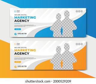 Unique Modern Editable business Agency Social Media banner template cover. Anyone can use this Easy Design Promotion web banner for social media. 