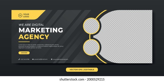 Unique Modern Editable business Agency Social Media banner template cover. Anyone can use this Easy Design Promotion web banner for social media. 