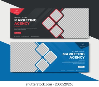 Unique Modern Editable business Agency Social Media banner template cover. Anyone can use this Easy Design Promotion web banner for social media. 