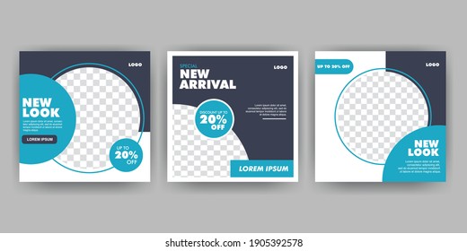 Plantilla de banner de medios sociales editable en estilo moderno. Cualquiera puede usar esta promoción de diseño fácil para los medios sociales. Modernas y elegantes ventas, promociones de descuento, Presentación de nuevos productos, New Look - Vector