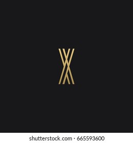 Unique Modern Elegant Creative Geometric Business Brands Black And Gold Color X Initial Based Letter Icon Logo.