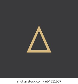 Unique modern elegant unusual triangular shaped fashion brands gold and black color A initial based letter icon logo.