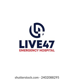 Unique modern emergency hospital logo, live47 logo symbol, vector illustration medical logo icon