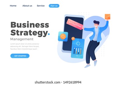 Unique Modern flat design concept of Business Strategy concept for website and mobile website. Landing page template. Easy to edit and customize. Vector illustration