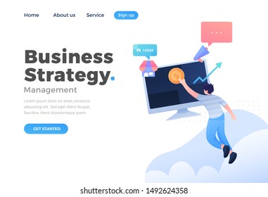 Unique Modern flat design concept of Business Strategy concept for website and mobile website. Landing page template. Easy to edit and customize. Vector illustration