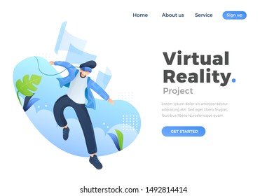 Unique Modern flat design concept of Virtual Reality concept for website and mobile website. Landing page template. Easy to edit and customize. Vector illustration