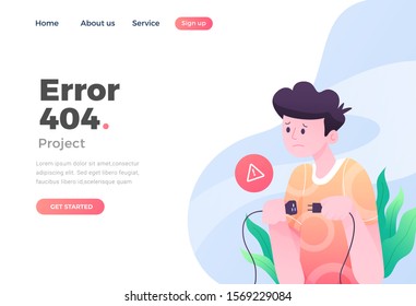Unique Modern flat design concept of Error 404 for website and mobile website. Landing page template. Easy to edit and customize. Vector illustration