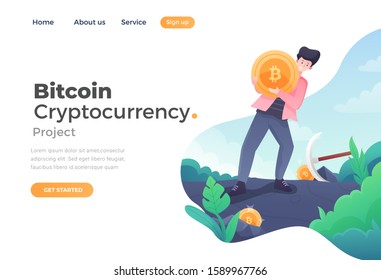 Unique Modern flat design concept of bitcoin cryptocurrency for website and mobile website. Landing page template. Easy to edit and customize. Vector illustration