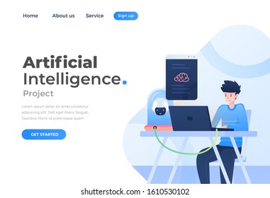 Unique Modern flat design concept of Artificial Intelligence for website and mobile website. Landing page template. Easy to edit and customize. Vector illustration