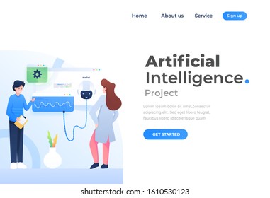 Unique Modern flat design concept of Artificial Intelligence for website and mobile website. Landing page template. Easy to edit and customize. Vector illustration