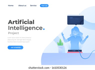 Unique Modern flat design concept of Artificial Intelligence for website and mobile website. Landing page template. Easy to edit and customize. Vector illustration